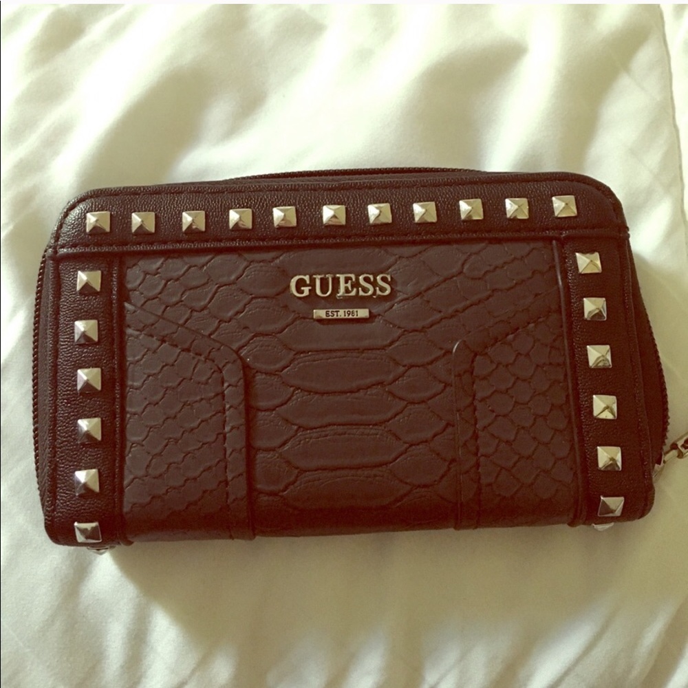 Studded black leather GUESS wallet